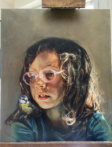 Retrato La niña y el pájaro
